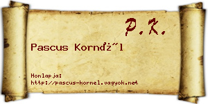 Pascus Kornél névjegykártya
